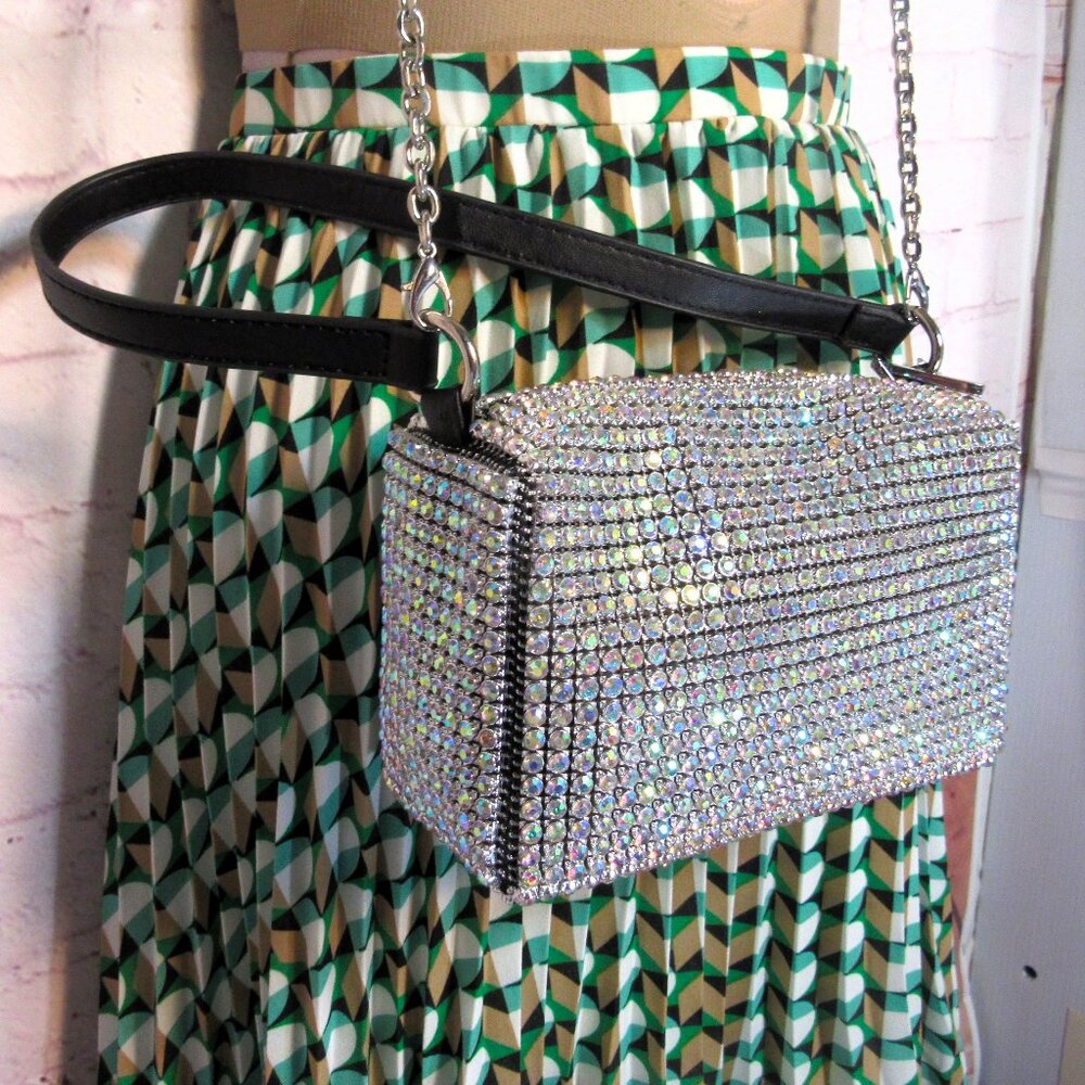 Macy's Silver Crystal Embellished Crossbody Bag